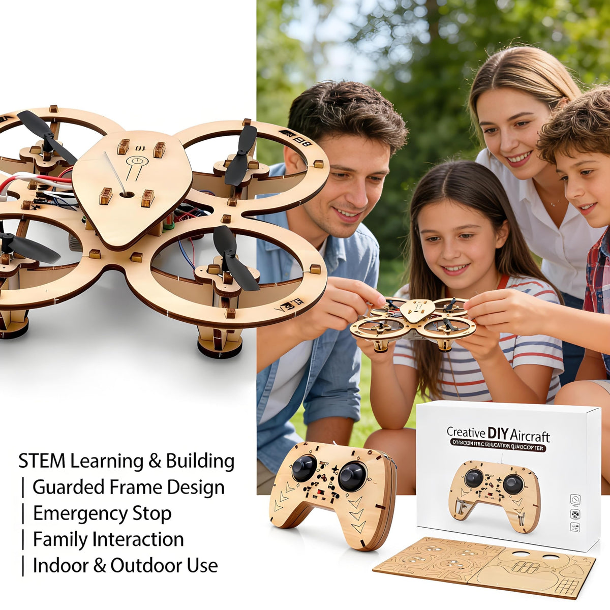 DIY Wooden RC Drone Kit – STEM Building Toy for Teens & Adults
