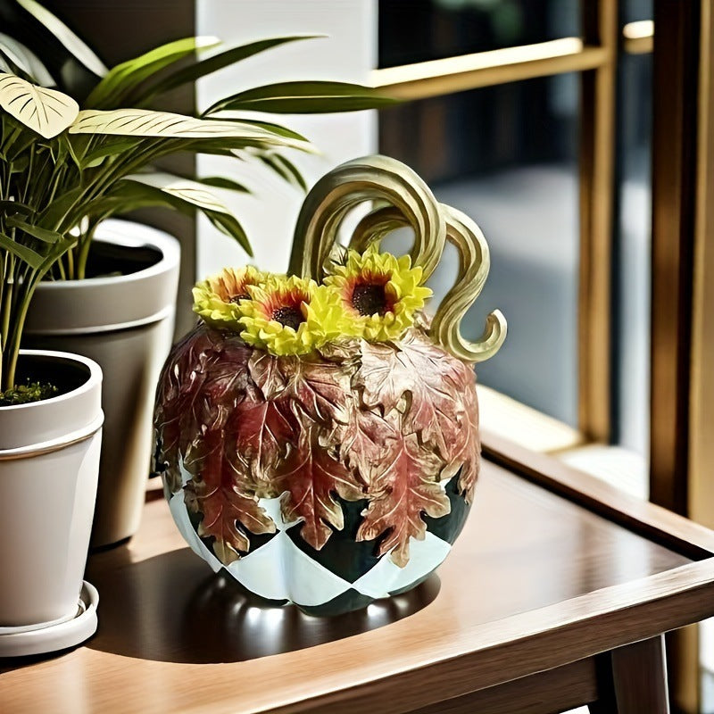 Pumpkin Decor Statue for Fall Halloween Tabletop Home Decoration