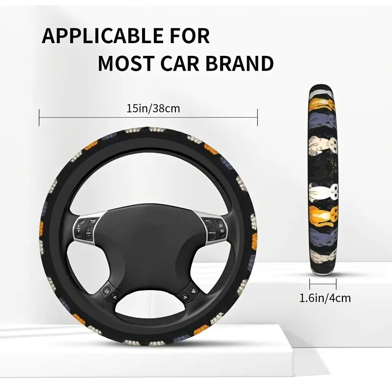 Cat Steering Wheel Cover - Stretch Anti-Slip Neoprene, 15 Inch