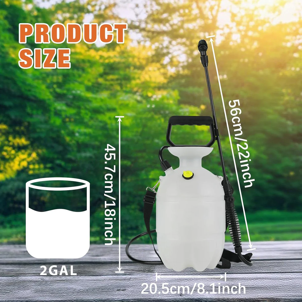 2 Gallon Pressure Sprayer with 2 Nozzles & Shoulder Strap