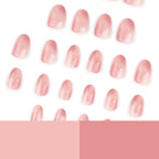 Sheer Pink Ombré Short Oval Press-On Nails – 24-Piece Nail Kit with Glue