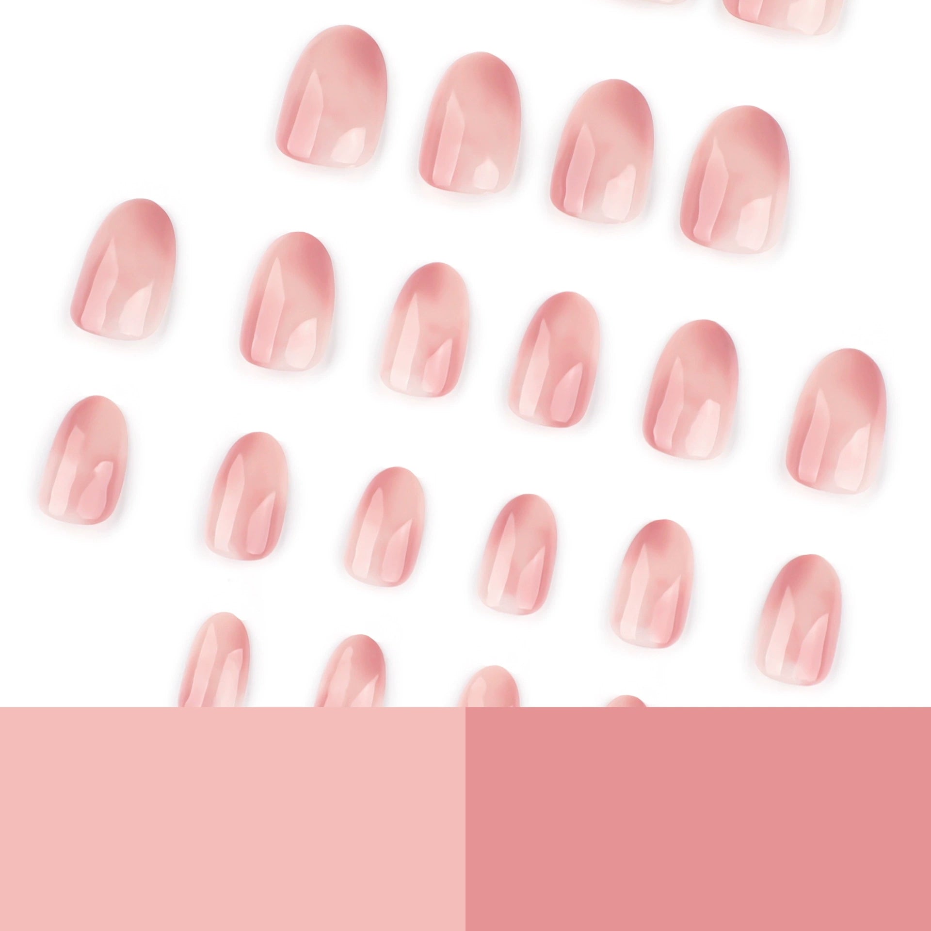 Sheer Pink Ombré Short Oval Press-On Nails – 24-Piece Nail Kit with Glue