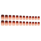 Coffee Brown Shimmer Ombre French Square Press On Nails | 24 Count