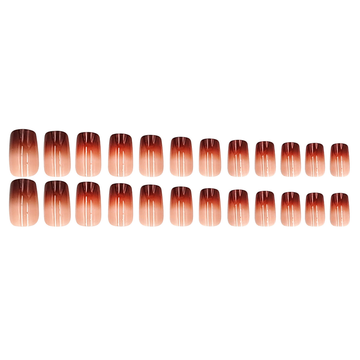 Coffee Brown Shimmer Ombre French Square Press On Nails | 24 Count