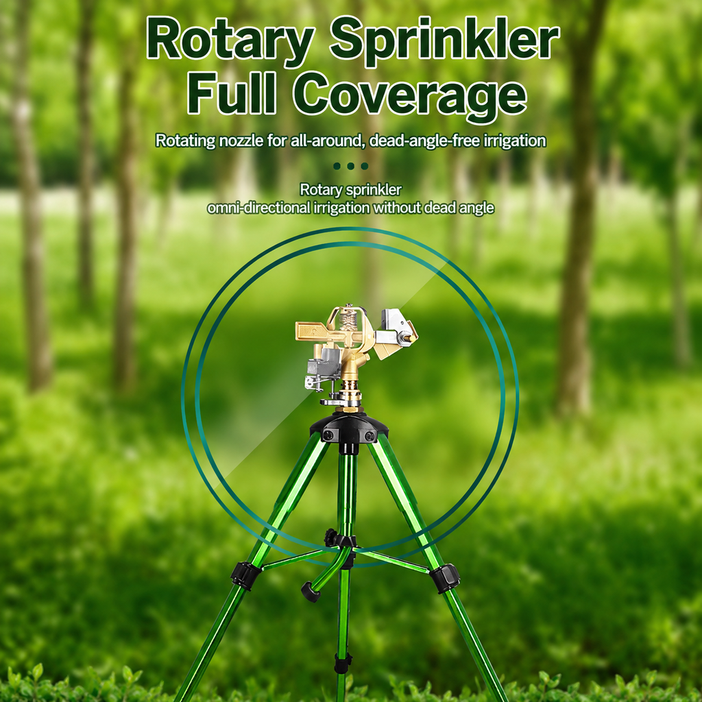 Brass Rotating Tripod Sprinkler for Lawn Garden Yard Watering