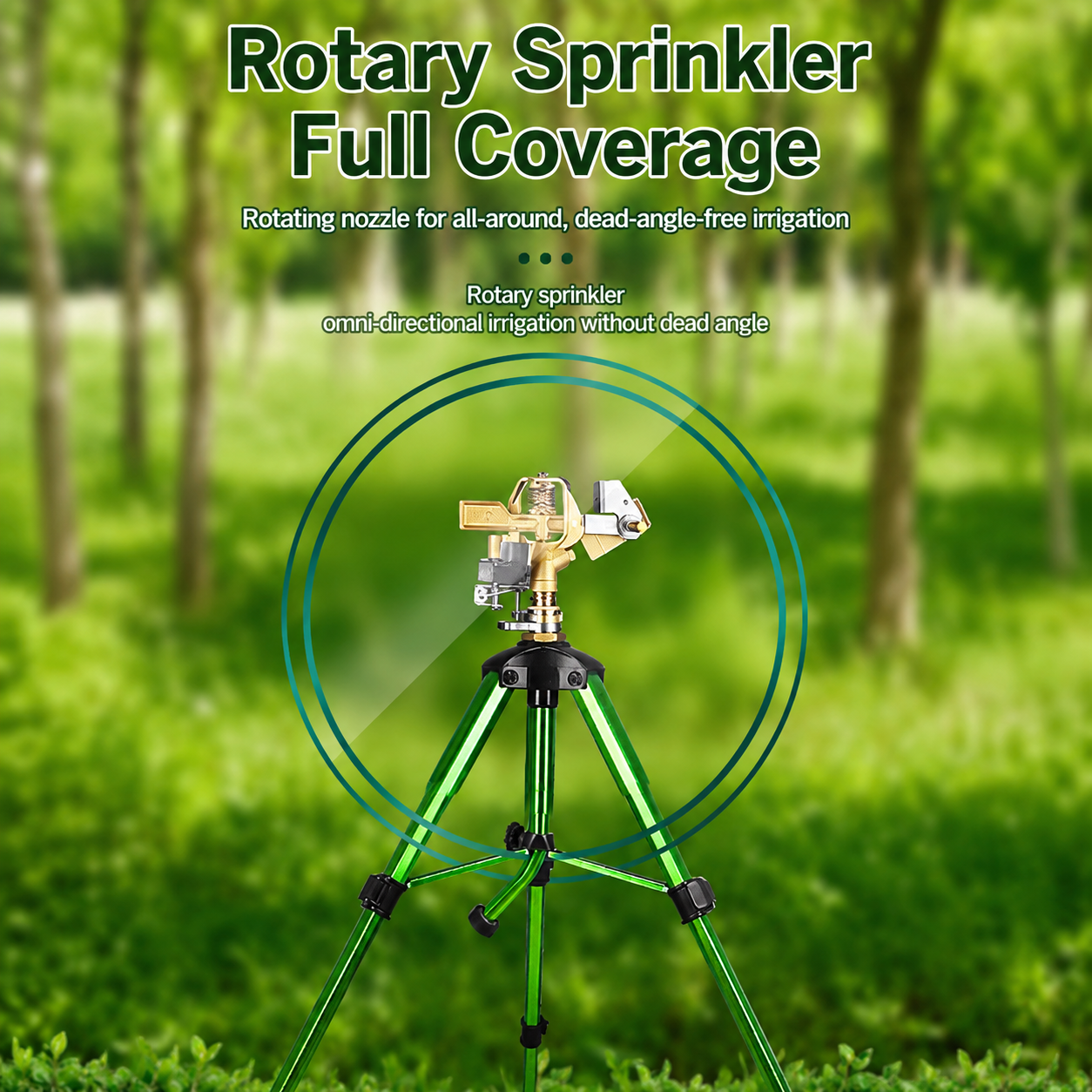 Brass Rotating Tripod Sprinkler for Lawn Garden Yard Watering