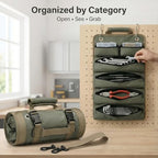 Hanging Tool Bag with 6 Zipper Pockets for Garage & Workshop
