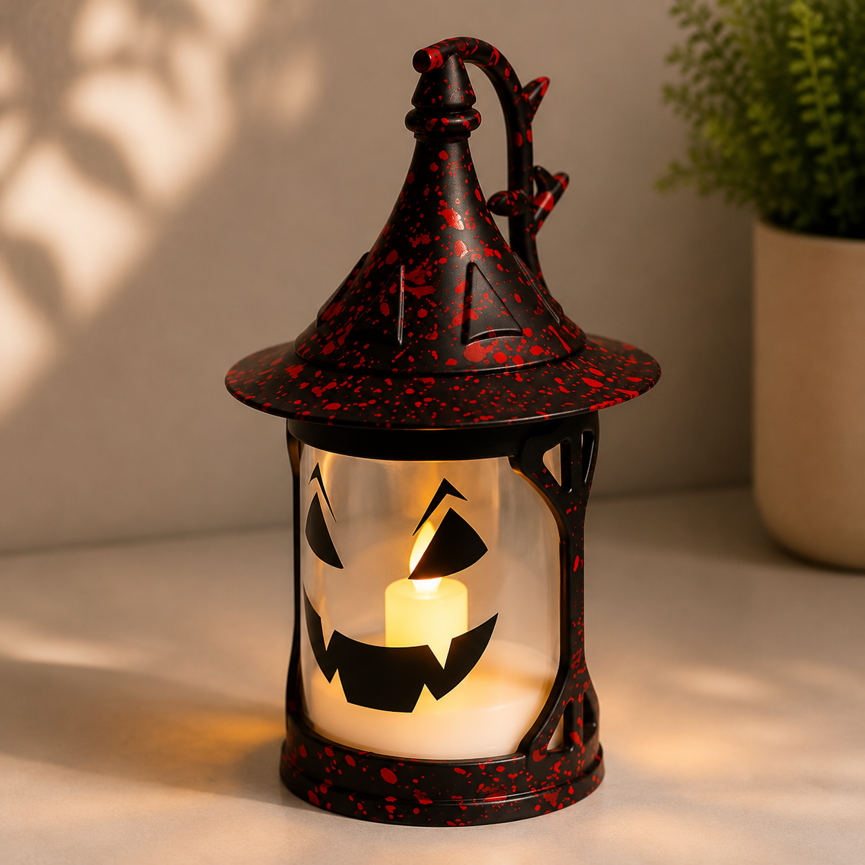 Halloween Pumpkin Light, Witch Hat Lantern LED Tabletop Decor