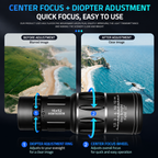 16x52 Compact Monocular Telescope with Zoom for Wildlife Viewing & Outdoor Travel