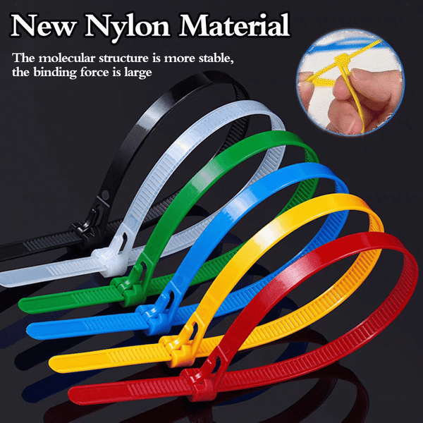 Reusable Nylon Cable Ties 200 Pack Self Locking Zip Ties