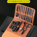 16 Piece Stainless Steel Nail Care Set with PU Leather Case