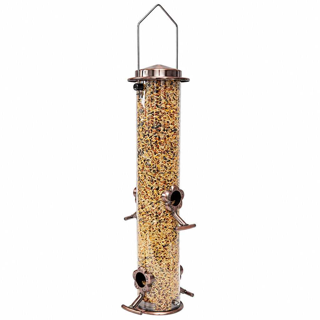 Stainless Steel Tube Bird Feeder for Wild Birds, Squirrel-Resistant