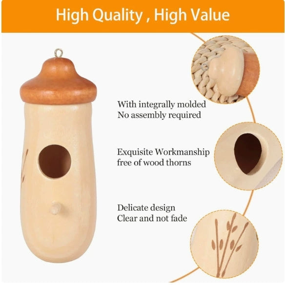 Wooden Acorn Birdhouse Ornament for Garden Decor