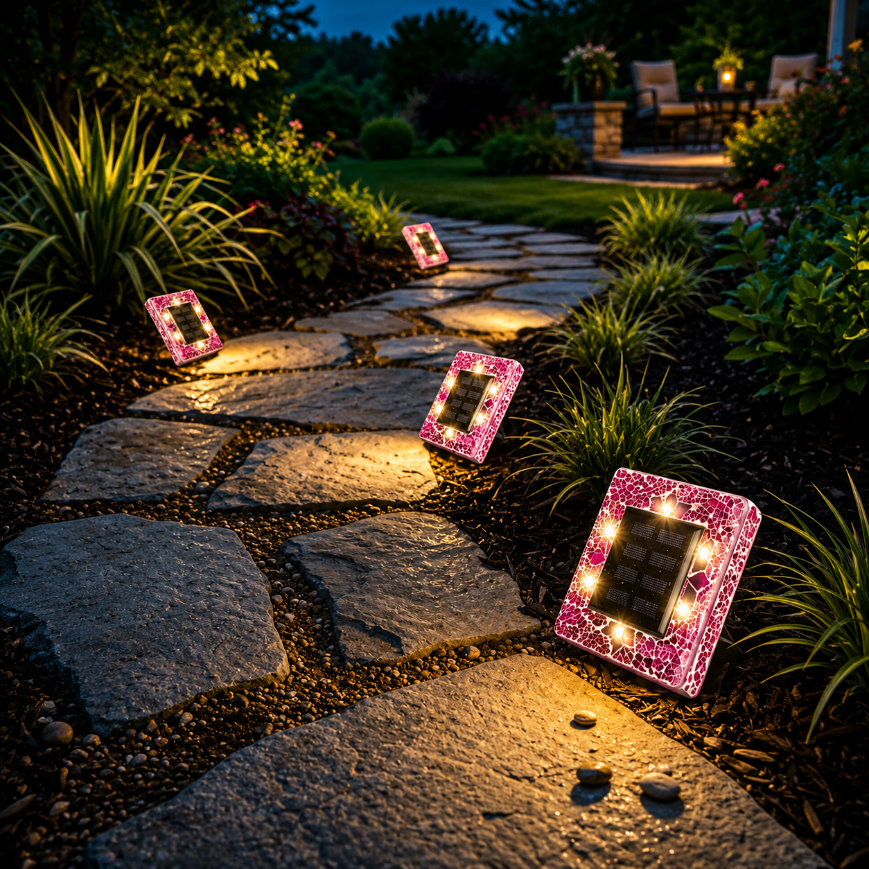 Waterproof Solar LED Mosaic Disk Design Lights For Pathway Decoration