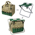 Foldable Garden Stool with Tool Bag and Storage Pockets