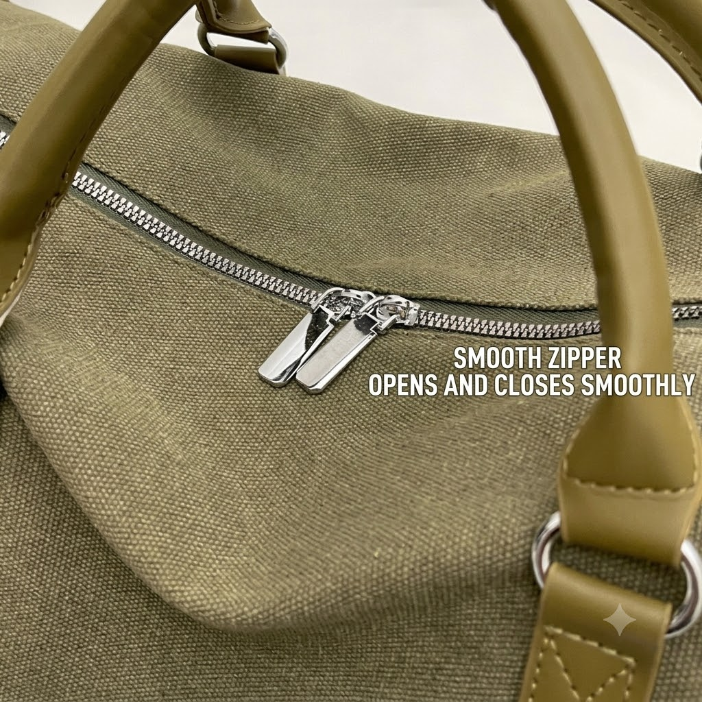 Canvas Travel Duffle Bag with Dry Wet Separation and Adjustable Shoulder Strap