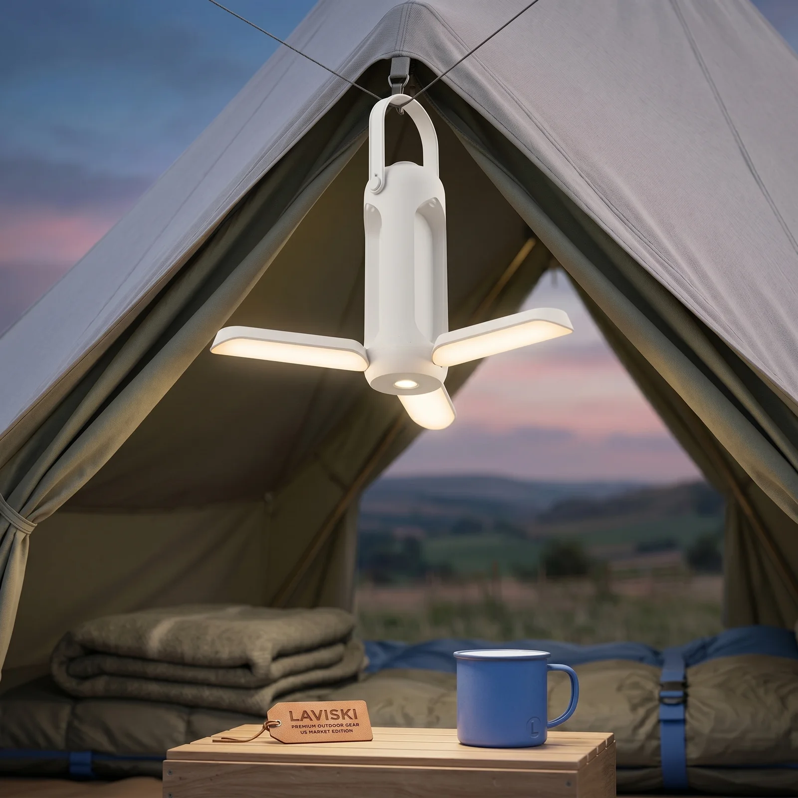 Rechargeable Camping Lantern with 10000mAh Power Bank & 360° LED Light