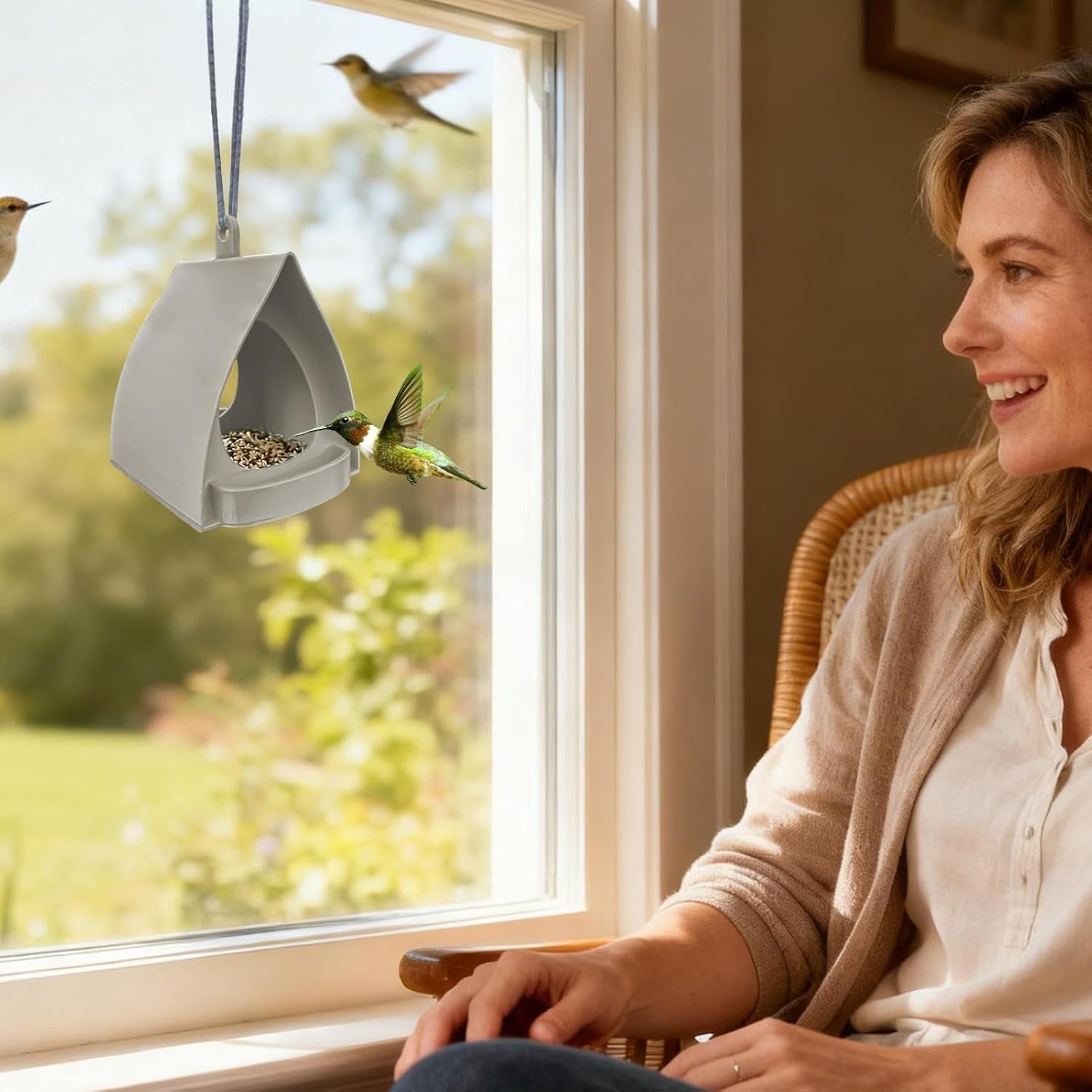 Modern Hanging Bird Feeder for Small Songbirds, Outdoor Garden Decor