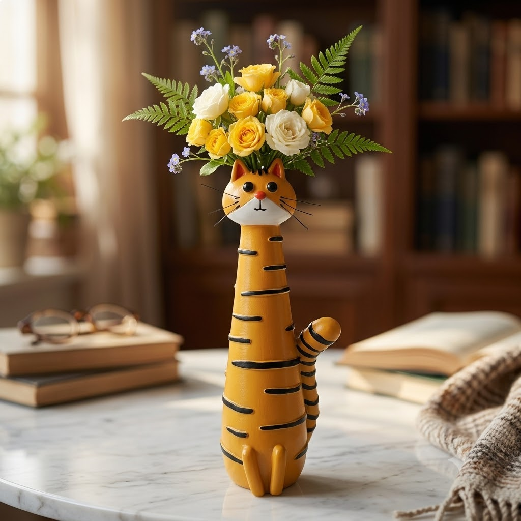 Cat Shaped Vase – Cute Cat Flower Vase for Home Decor