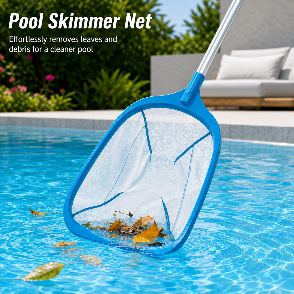 Pool Skimmer Net with Pole – Fine Mesh Leaf & Debris Scoop