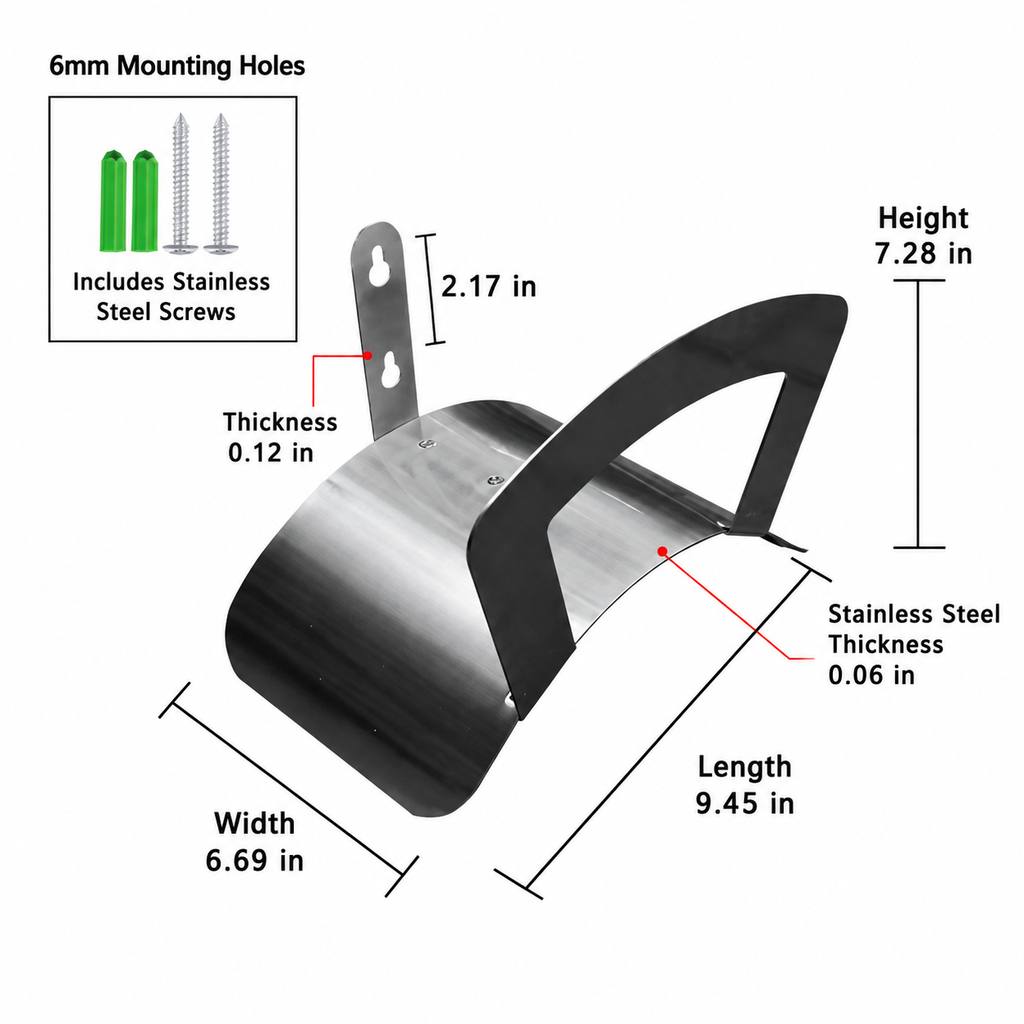 304 Stainless Steel Wall Mount Garden Hose Holder Storage Rack