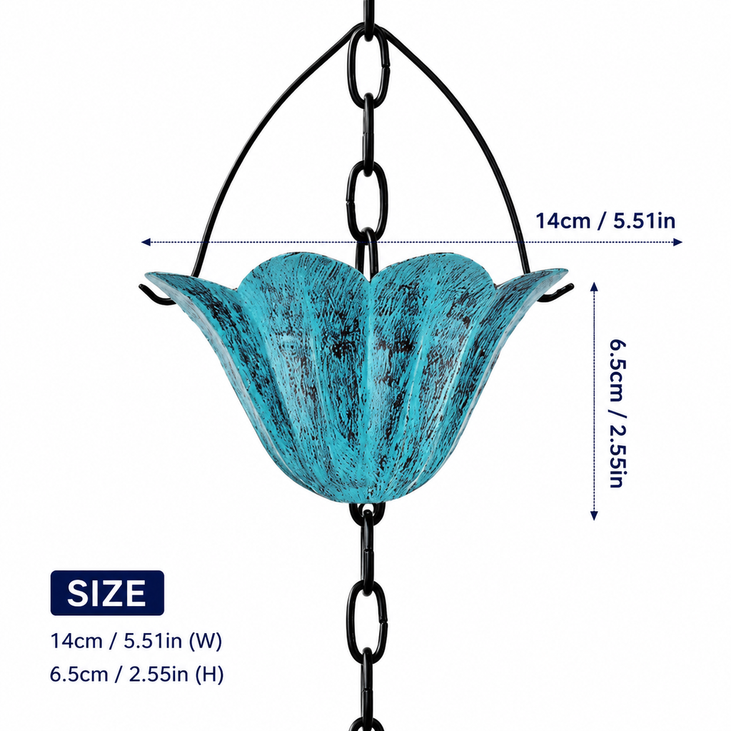 Lotus Cup Rain Chain for Gutters, Decorative Metal Downspout Replacement