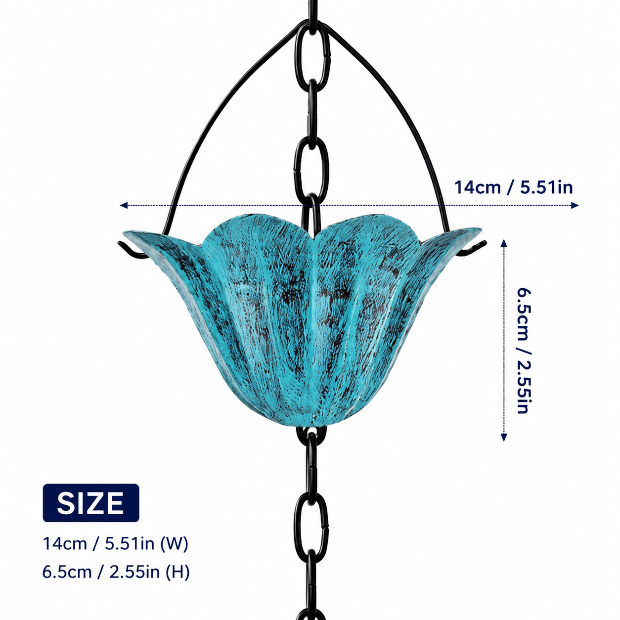 Lotus Cup Rain Chain for Gutters, Decorative Metal Downspout Replacement