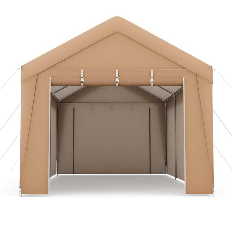 10x20 FT Heavy Duty Carport Canopy with Sidewalls & Doors