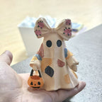 Patchwork Ghost Halloween Decoration, Resin Figurine Tabletop Decor