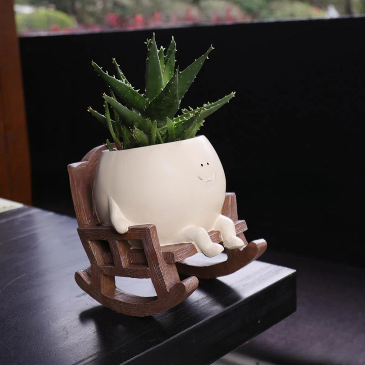 Smiley Face Hanging Planter Pot Rocking Chair Planter