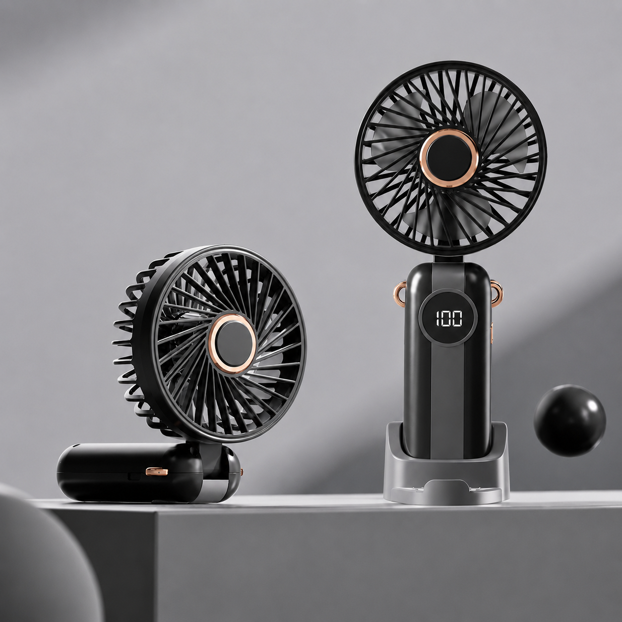 1200mAh Mini USB Rechargeable Fan with 5 Speeds & LED Display