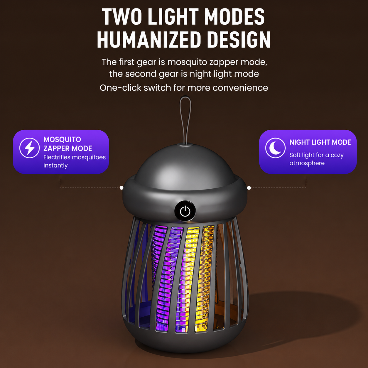 Portable Mosquito Zapper Lamp USB Rechargeable UV Light for Indoor Outdoor Use