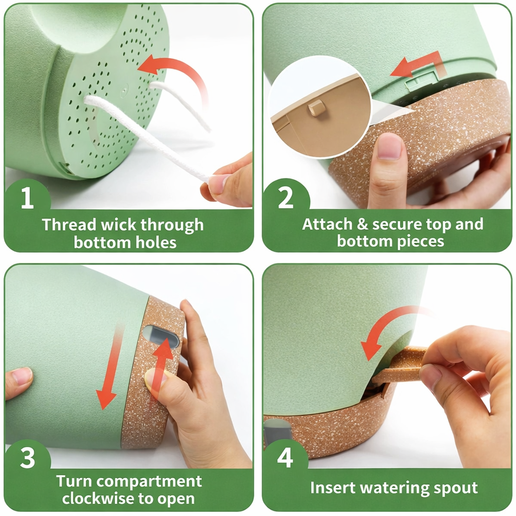 Self-Watering Planter for Indoor Plants with Visible Water Level