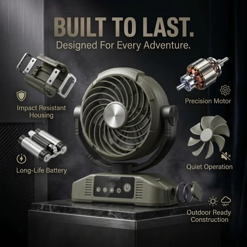Portable Cooling Fan with LED Light, Remote Control & 5 Speeds