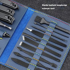 16 Piece Stainless Steel Nail Care Set with PU Leather Case