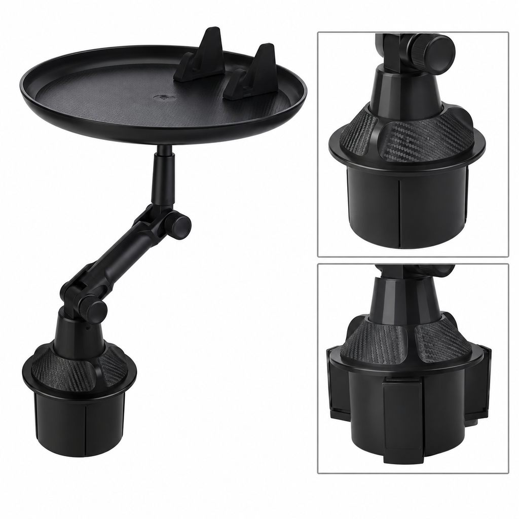 Car Cup Holder Tray with Phone Holder – Adjustable Food Tray