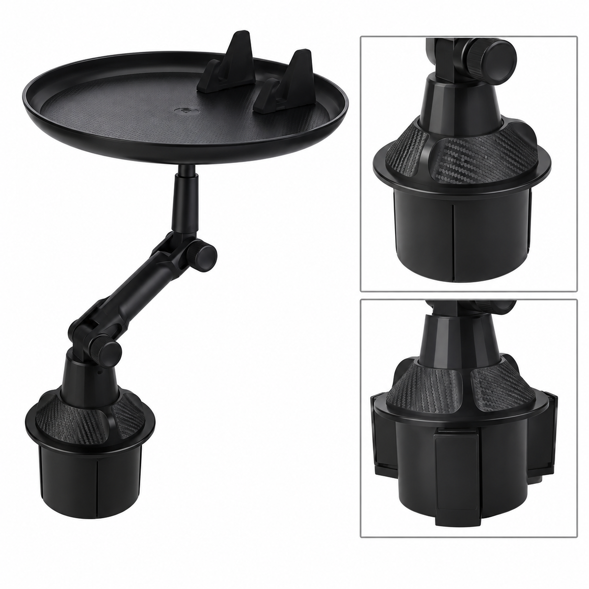 Car Cup Holder Tray with Phone Holder – Adjustable Food Tray