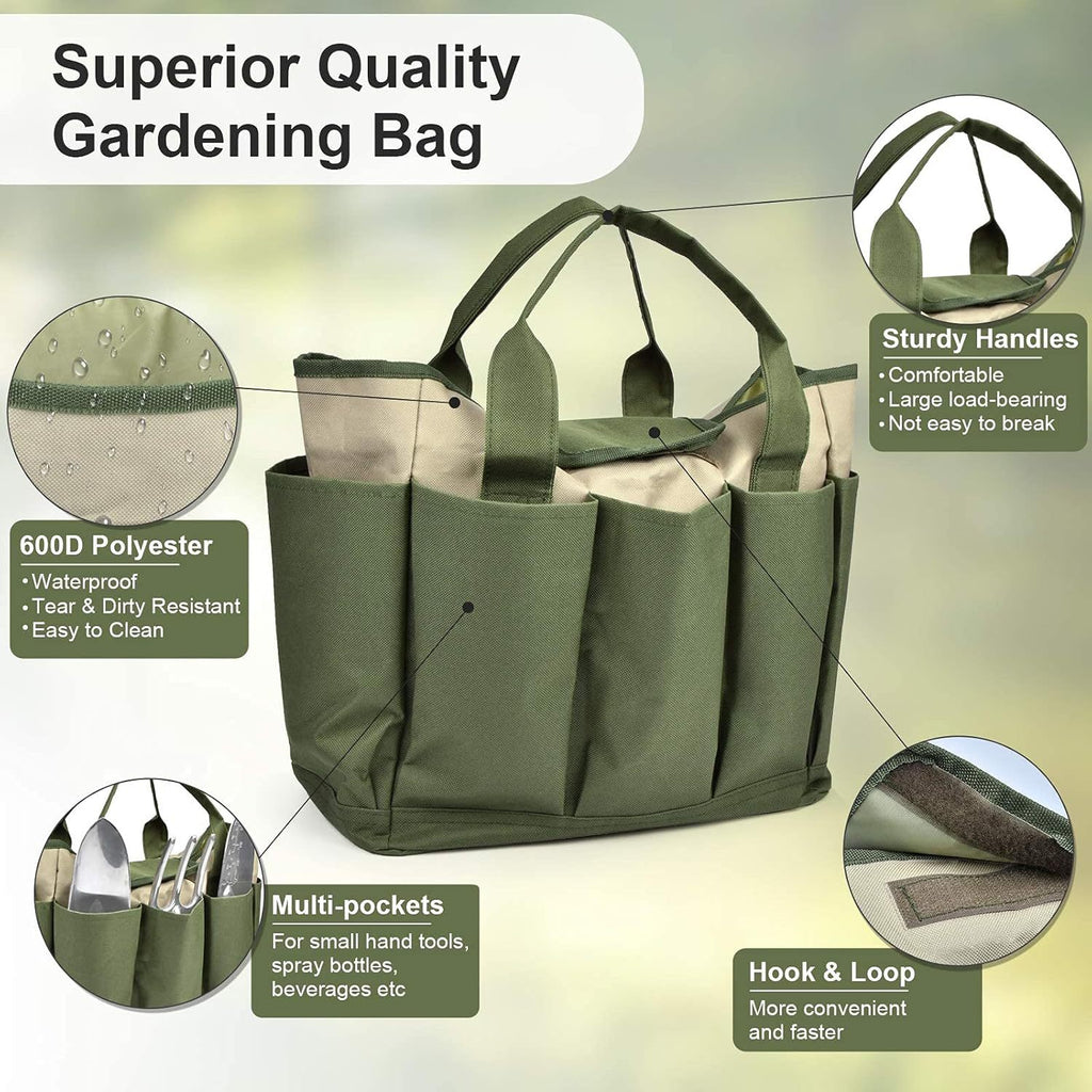 Garden Tool Organizer Tote Bag with Multiple Pockets