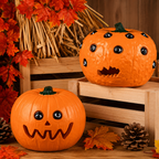 Halloween Resin Pumpkin Decoration with Movable Eyeballs for Indoor & Outdoor