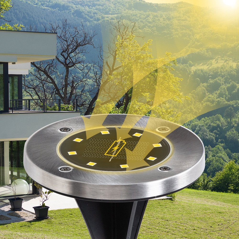 4 Pack Solar Ground Lights – 8 LED Waterproof Outdoor Solar Pathway & Garden Lights