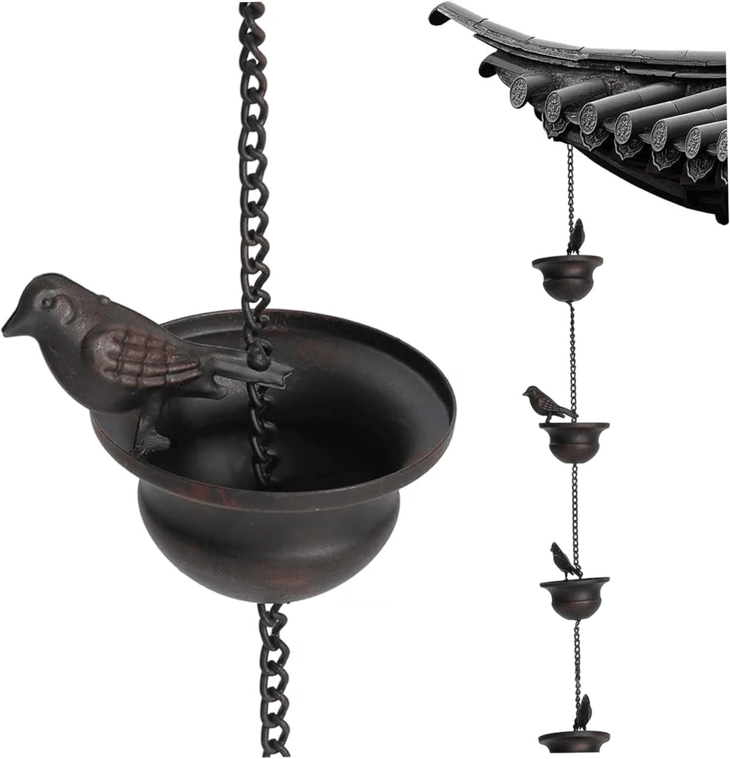 Decorative Bird Rain Chain for Gutters and Outdoor Garden Decor