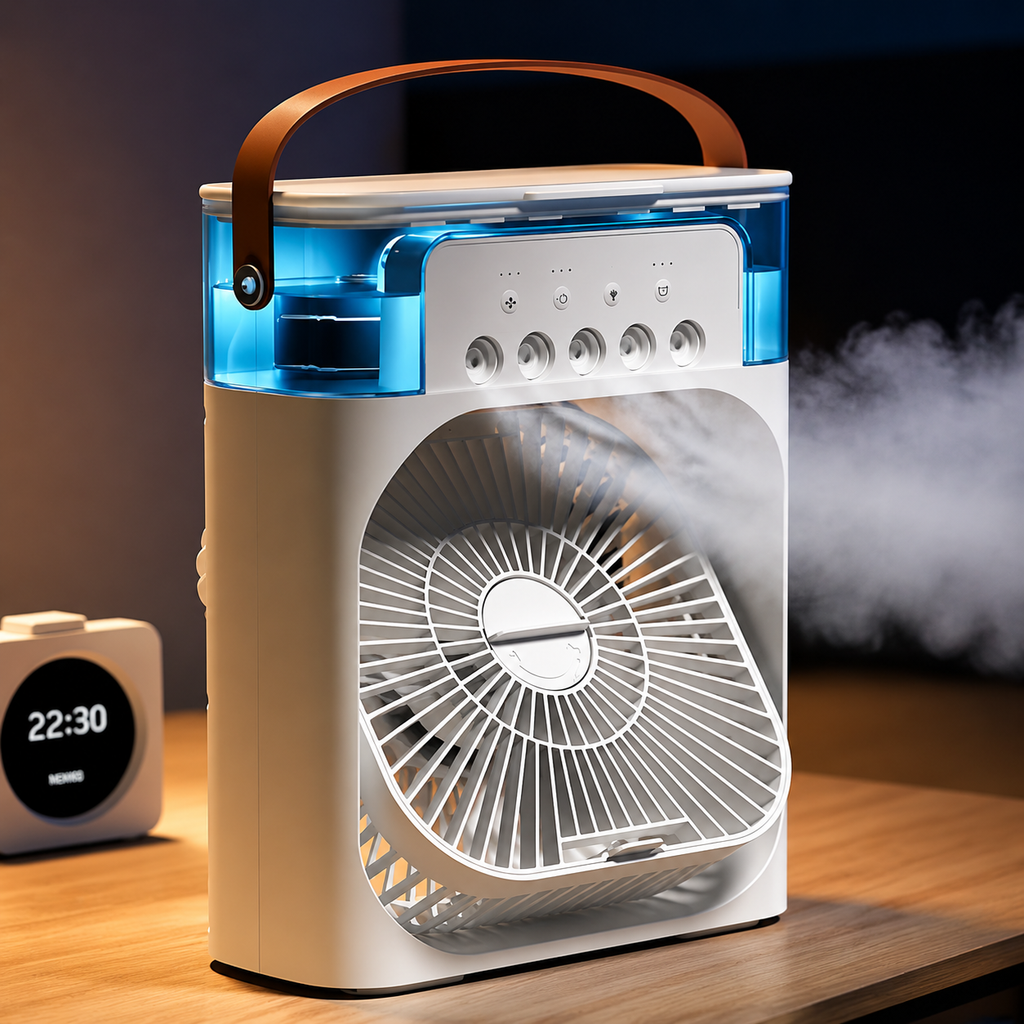 Mini Ice Misting Fan with Humidifier USB Rechargeable Desk Fan