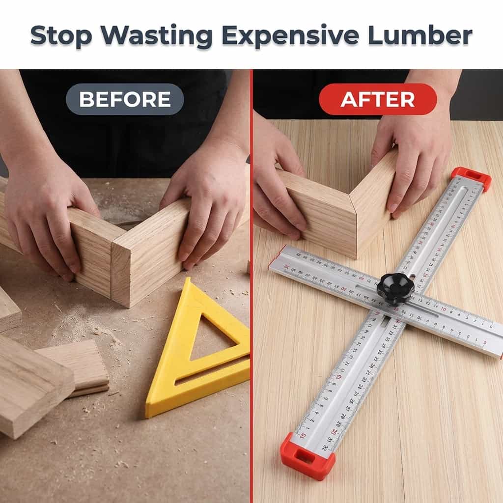Adjustable Woodworking Measuring Tool, Angle Finder & Marking Ruler