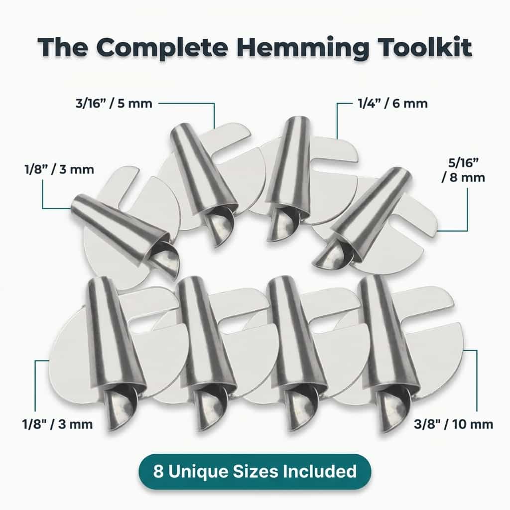 Adjustable Sewing Machine Hemmer Attachment for Rolled Hems