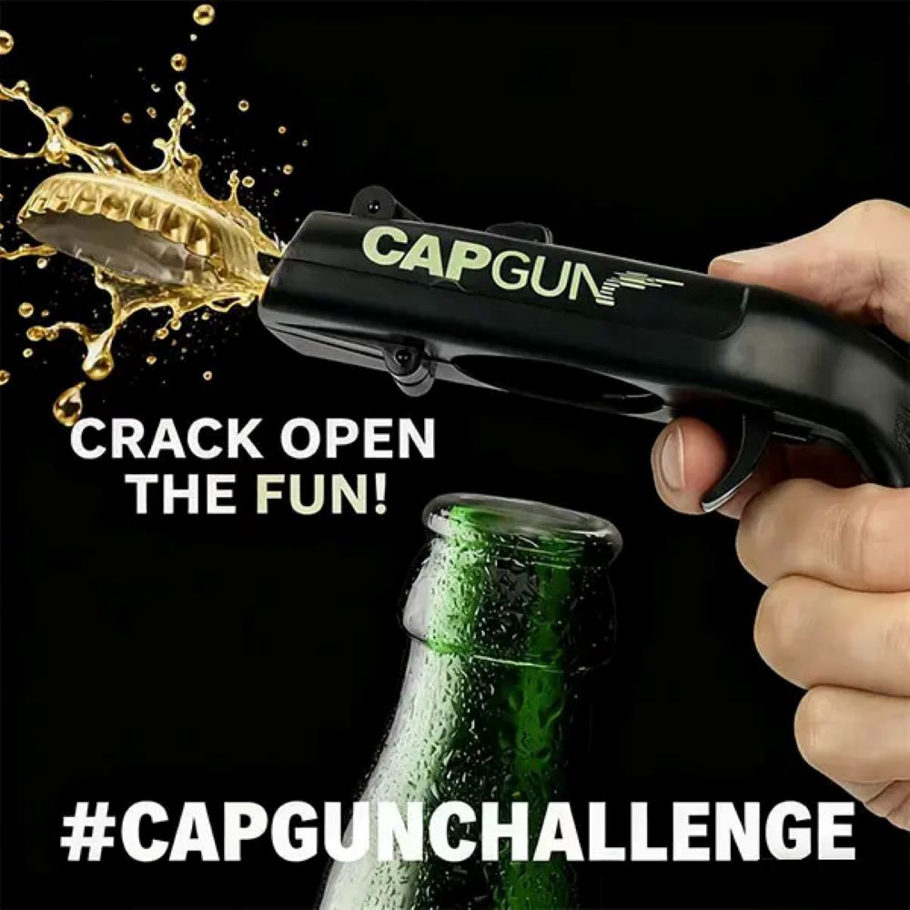 Cap Gun Bottle Opener with Bottle Cap Launcher – Funny Gift
