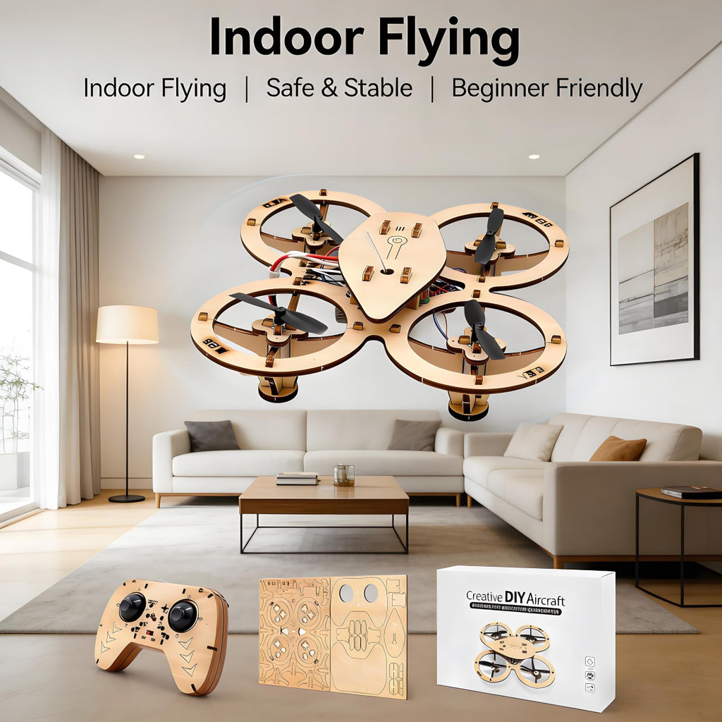 DIY Wooden RC Drone Kit – STEM Building Toy for Teens & Adults