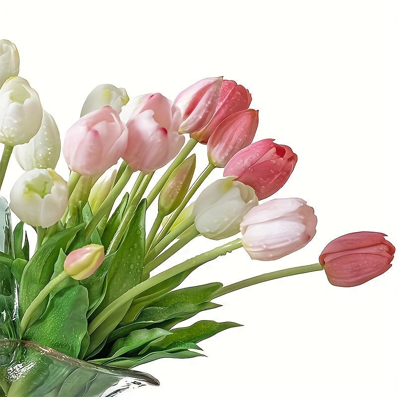Artificial Tulips 15pcs Mixed Color – UV-Resistant Wedding Bouquet Flowers