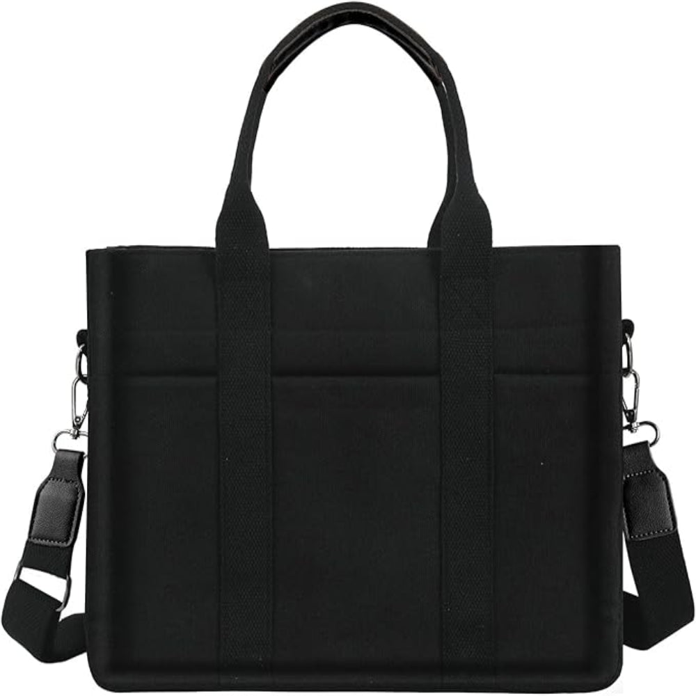 Canvas Tote Bag – Work & College Organizer Handbag with Zipper & Compartments