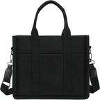 Canvas Tote Bag – Work & College Organizer Handbag with Zipper & Compartments