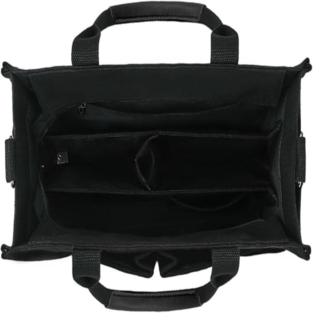 Canvas Tote Bag – Work & College Organizer Handbag with Zipper & Compartments